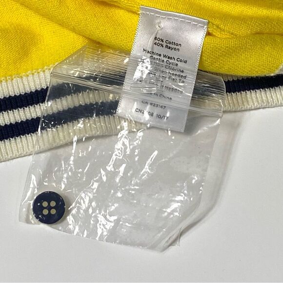 NWOT Talbots Yellow Cotton Button Front Cardigan W/ Nautical Trim Women's Size L - Picture 2 of 16
